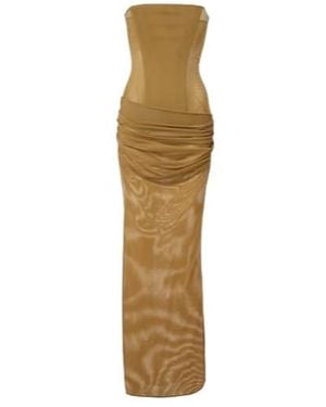 Alex Perry Sheer Strapless Corset Dress - Metallic