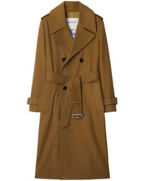 Burberry Belted Cashmere Trench Coat - Natural