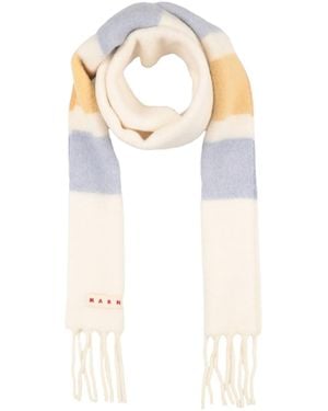 Marni Striped Knitted Scarf - White