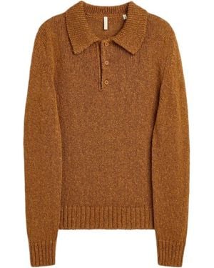 sunflower Long-Sleeved Polo Collar Jumper - Brown