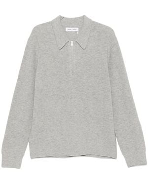 Samsøe & Samsøe Ribbed-Knit Quarter-Zip Polo Shirt - Gray