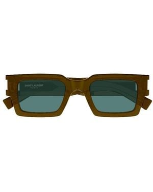 Saint Laurent Rectangle-Frame Sunglasses - Green
