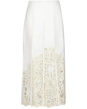 ALÉMAIS Patterned Midi Skirt - White