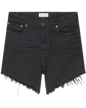 Balenciaga Frayed Edge Mini Denim Skirt - Grey