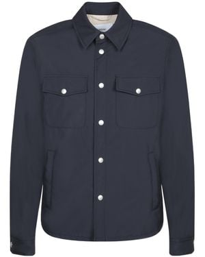 Lardini Long Sleeved Press-Stud Overshirt - Blue