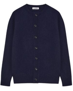 Jil Sander Button-Up Crew-Neck Cardigan - Blue