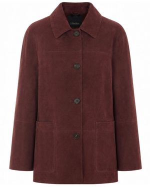 Max Mara Long-Sleeve Leather Jacket - Purple