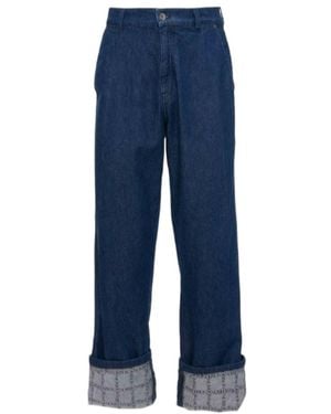 JW Anderson Jw Anderson Checked Turn-Up Brim Jeans - Blue