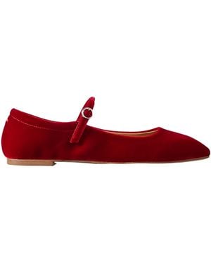 Aeyde Velvet Mary Jane Ballet Flats - Red