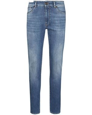 Pt Pantaloni Pt Torino Logo Patch Slim-Fit Jeans - Blue