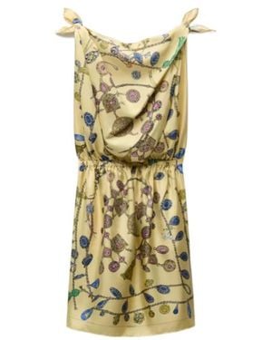 Versace Printed Cowl-Neck Mini Dress - Metallic