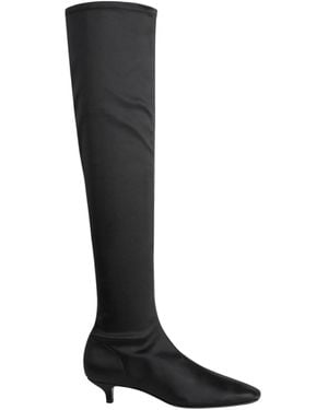 TOTEME Totême Satin Square-Toe Knee-High Boots - Black