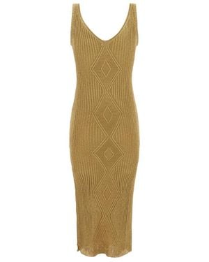 Valentino Metallic Jacquard-Knit Midi Dress