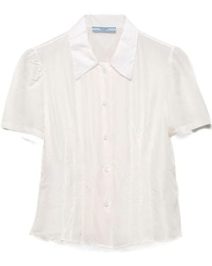Prada Garment-Dyed Washed Silk Shirt - White