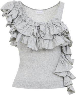 Dries Van Noten Humza Ruffled Tank Top - Gray