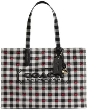 COACH Tote Bag With Gingham Print - Black