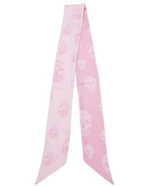McQueen Skull Silk Scarf - Pink