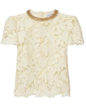 Self-Portrait Embellished Lace Top - Natural