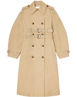 Ganni Double-Belted Trench Coat - Natural