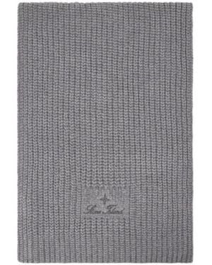 Stone Island Knit Scarf With Archival Script Logo Embroidery - Grey