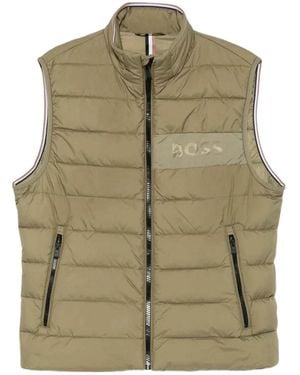 BOSS Logo Padded Gilet - Green