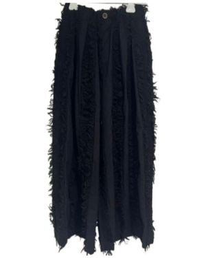 Uma Wang Fringed Casual Pants - Blue