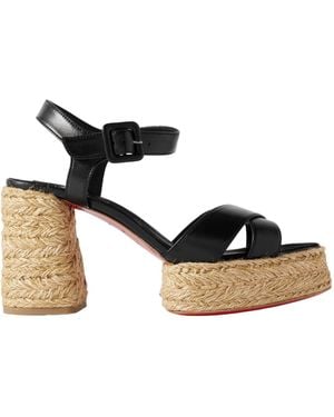 Christian Louboutin Leather Espadrille Platform Sandals - Black