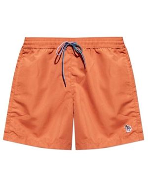 Paul Smith Logo-Patch Swim Shorts - Orange