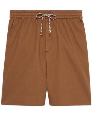 Gucci Logo-Stamp Drawstring Shorts - Brown