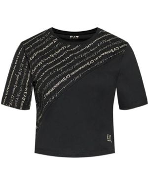 EA7 T-Shirt With Round Neck And Short Sleeves - Black