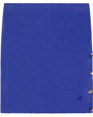 Courreges Courrges Buttoned Light Ribbed Mini Skirt - Blue