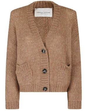 Roberto Collina Chunky-Knit V-Neck Cardigan - Brown
