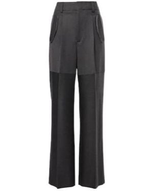 Victoria Beckham Panelled Wool Wide-Leg Trousers - Grey