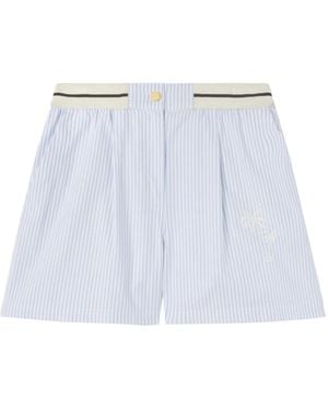 Palm Angels Stiped Pleated Boxed Shorts - White
