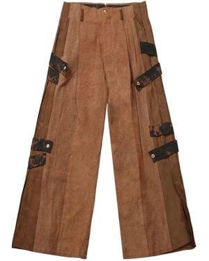 Commun's Buckled Strap Loose Fit Trousers - Brown