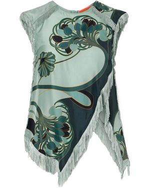 La DoubleJ Fringed Floral Top - Green