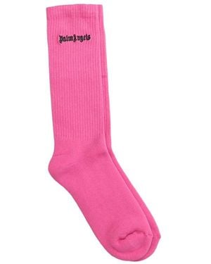 Palm Angels Logo Embroidered Socks - Pink