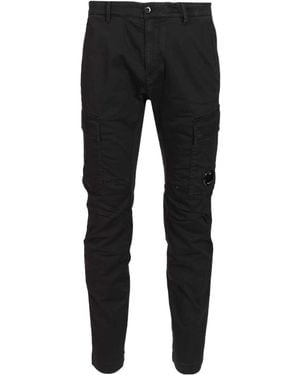 C.P. Company Stretch Sateen Cargo Trousers - Black