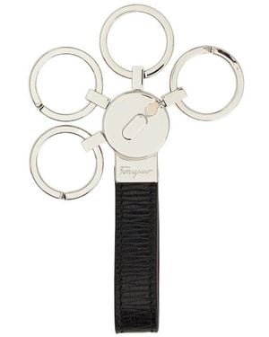 Ferragamo Logo Engraved Keyring - White