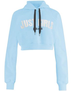 Just Cavalli Logo Cropped Hoodie - Blue