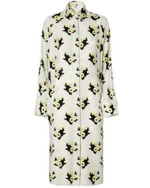 Fendi Floral-Print Buttoned Midi Dress - White
