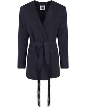 By Malene Birger Emma Fringed Belted Blazer - Blue