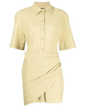 Jacquemus Gathered-Detail Shirt Dress - Yellow