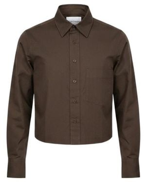 Closed Cropped Classic Shirt - Brown