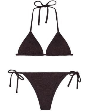 Emporio Armani Floral-Jacquard Bikini - Black