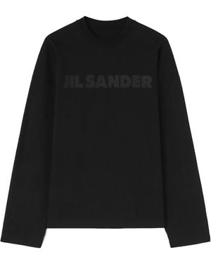Jil Sander Logo Printed Crewneck T-Shirt - Black