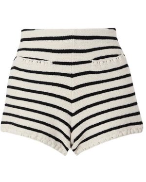 Posse Henry Embellished Striped Knitted Shorts - White
