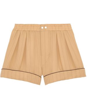 Saint Laurent Pleated Pyjama Shorts - Natural