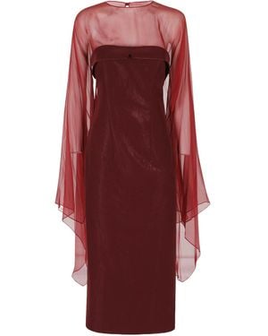 Alberta Ferretti Long-Sleeved Dress - Red