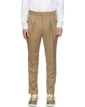 Officine Generale Pleated Casual Trousers - Natural